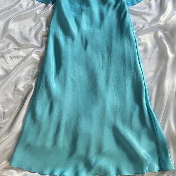 Blue fashion elegant spaghetti straps long chiffon elegant ball gown evening dress party dress gh3491