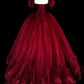 girlhomeshops-Burgundy Retro Sparkling Short-Sleeved Long Tulle Ball Gown gh6134