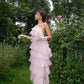 Pink Sweet Backless Long Tulle Ball Gown Evening Dress Party Dress gh3297
