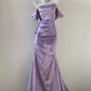 Purple simple fashionable strapless fishbone one-shoulder dress elegant long satin floor-length ball gown evening dress prom dress gh3726