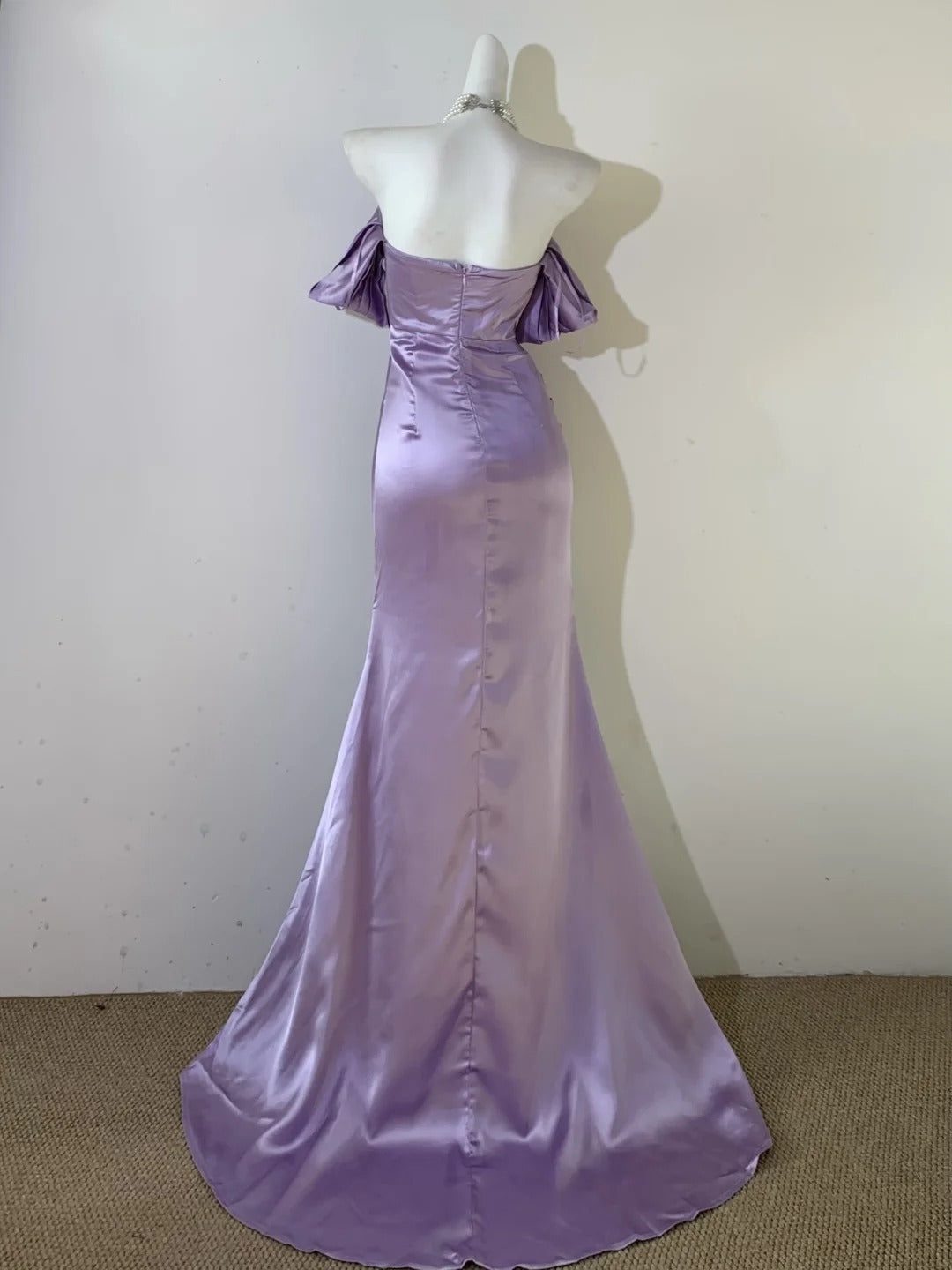 Purple simple fashionable strapless fishbone one-shoulder dress elegant long satin floor-length ball gown evening dress prom dress gh3726