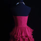 girlhomeshops-Fuchsia Chiffon Sleeveless Floor-Length Tiered Ruffled Evening Gown gh6304
