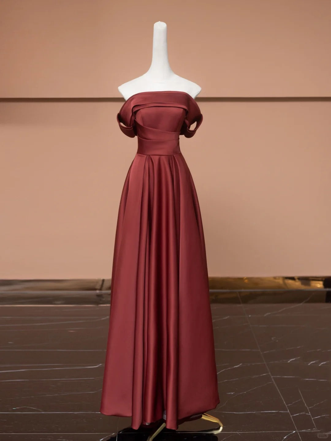 Brown Red Elegant Fashion Long Satin Prom Dress Evening Dress Party Dress gh4874