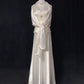 Robe de soirée élégante en satin blanc ivoire, style vintage, longue, robe de bal, robe de remise de diplôme, robe de mariée, gh4490