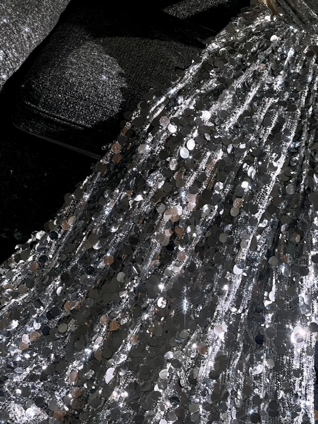 girlhomeshops - Robe de bal longue scintillante à paillettes argentées gh5696