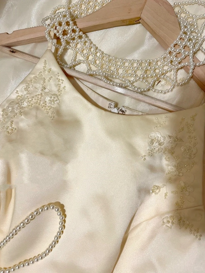 Gelbes florales langes Chiffon-Partykleid aus Chiffon, Abendkleid, Abschlusskleid, zweiteiliges Set gh4506