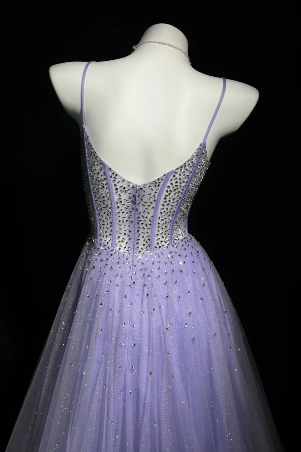 girlhomeshops-Wunderschönes, glänzendes, lavendelfarbenes Strass-Ballkleid, Abschlusskleid, Geburtstagskleid, gh5846