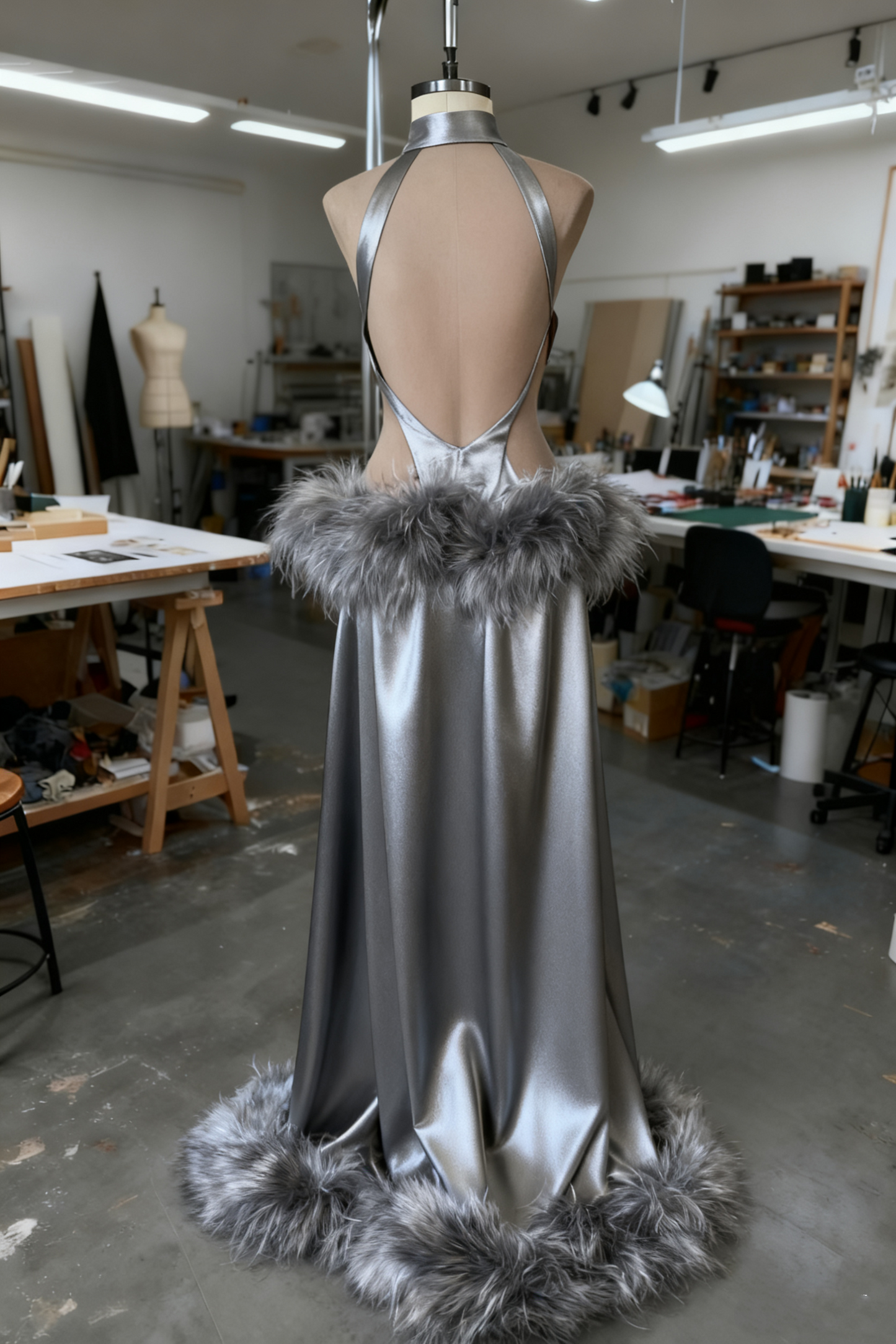 girlhomeshops-Sexy Long Fur Dress gh6162