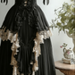 Dark Gothic Style Black Tulle & Cream Lace Lace-Up Ballgown - Witch Theme Party & Lolita Tea Dress gh6554