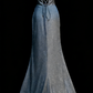 Robe sirène dos nu bleu scintillant style galaxie irisée - Robe de soirée et tapis rouge sur le thème des étoiles gh6570