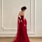 Burgundy Elegant Simple Long Satin Floor Length Ball Gown Evening Dress Prom Dress gh4361