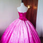 Girlhomeshops - Rosa, modisches, perlenbesetztes, langes, bodenlanges Tüll-Ballkleid, Ombre-Muster, gh5301