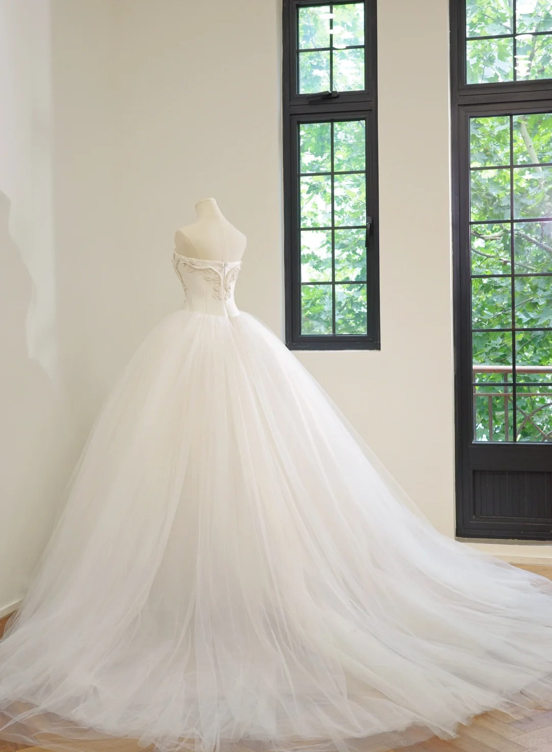 Girlhomeshops-White Fashion Long Tulle Prom Dress Evening Gown Wedding Dress gh5059