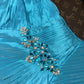Blue Beaded Long Satin Ball Gown Evening Dress gh4425