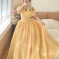 Cream Yellow Organza Off-the-shoulder Floor-length Ballgown 3D Rose Victorian Evening Dress gh6736