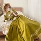 Olive Green Floor-length Gown Lace Victorian Tea Party·Retro Party Dress gh6737