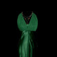 Robe de soirée longue en satin vert élégant, robe de bal, robe de soirée gh4694