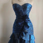Blue Beaded Floral Homecoming Dress Short Satin Ball Gown Evening Gown Graduation Gown gh4495