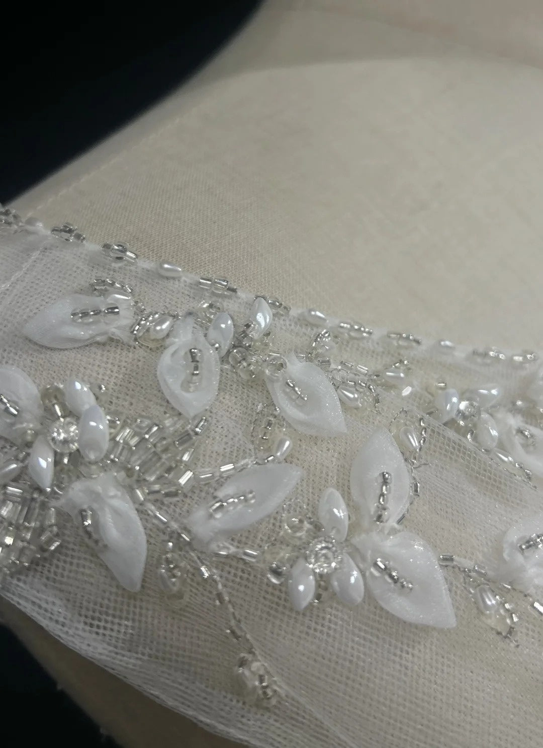 girlhomeshops-White Vintage Beaded Long Tulle Gown/Wedding Dress gh6244