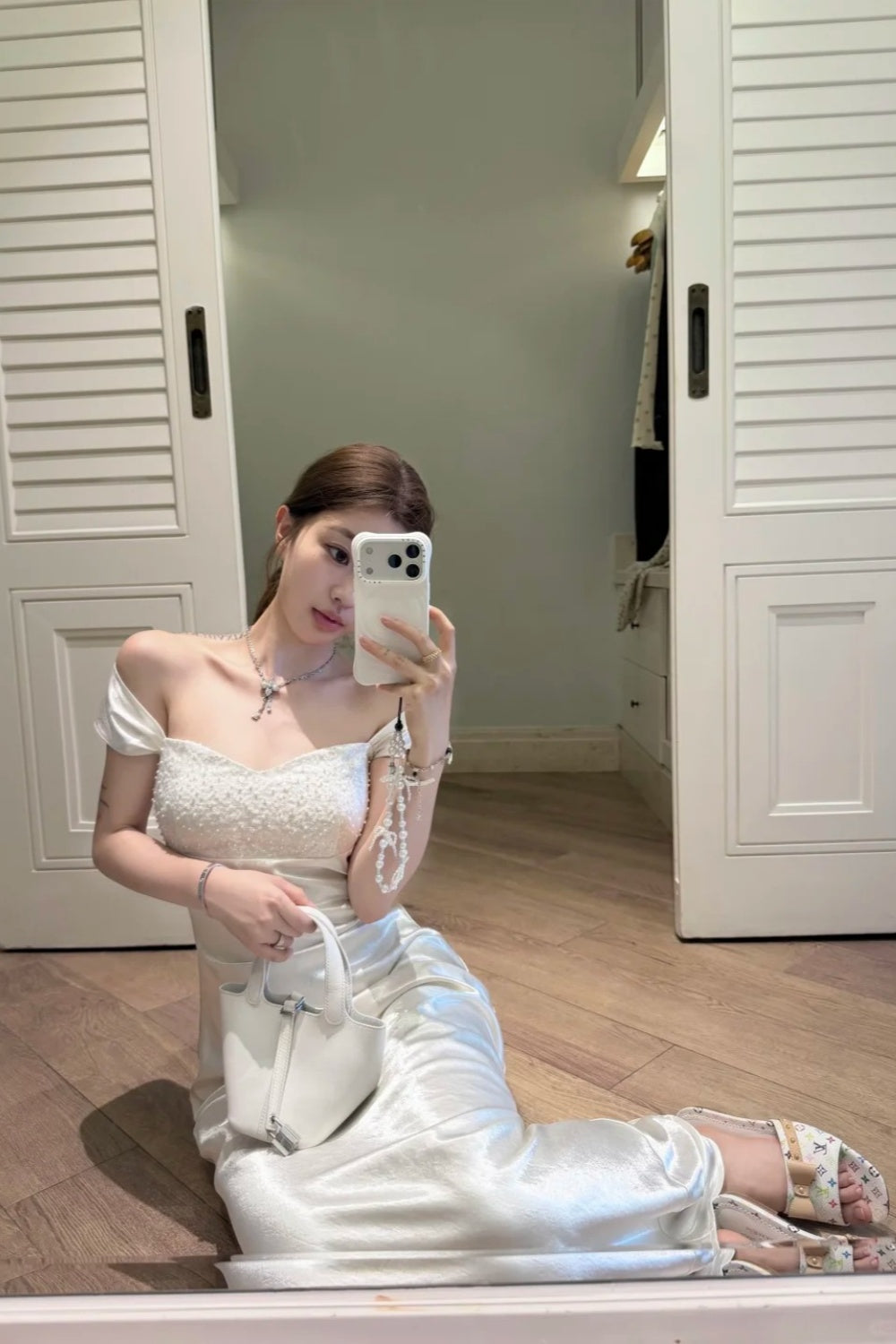 White, Simple Yet Elegant Long Bridesmaid Dress, Birthday Party Dress gh7081