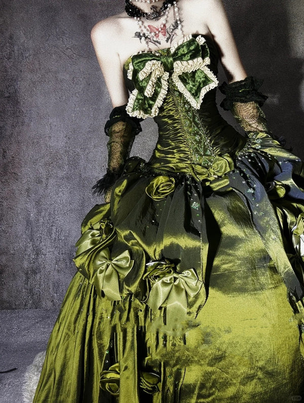 Robe de soirée longue en satin vert, magnifique et exquise, avec perles, gh4500