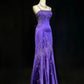 Purple Gorgeous Vintage God Shining Elegant Exquisite Rhinestone Beaded Satin Long Floor Length Slim Fairy Ball Gown Evening Dress Party Dress Prom Dress gh3853
