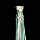 Ice Blue Strapless Satin Twist-Front Gown with Waist Cinching & Train gh7094