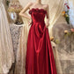 Red delicate floral long elegant satin ball gown evening dress gh4436
