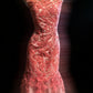 Rose lace long tulle evening gown gh6851