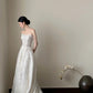 girlhomeshops- Vintage White Beaded Embroidery Strapless Long Train Court Style Wedding Gown gh6096