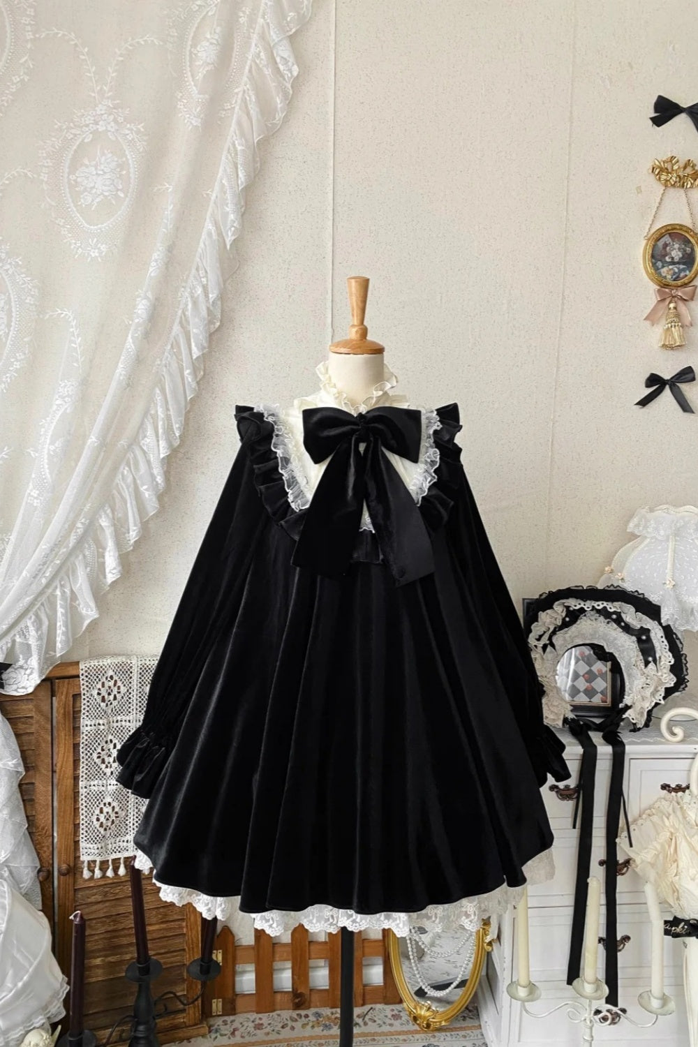 Black doll collar velvet short birthday dress doll dress gh6658
