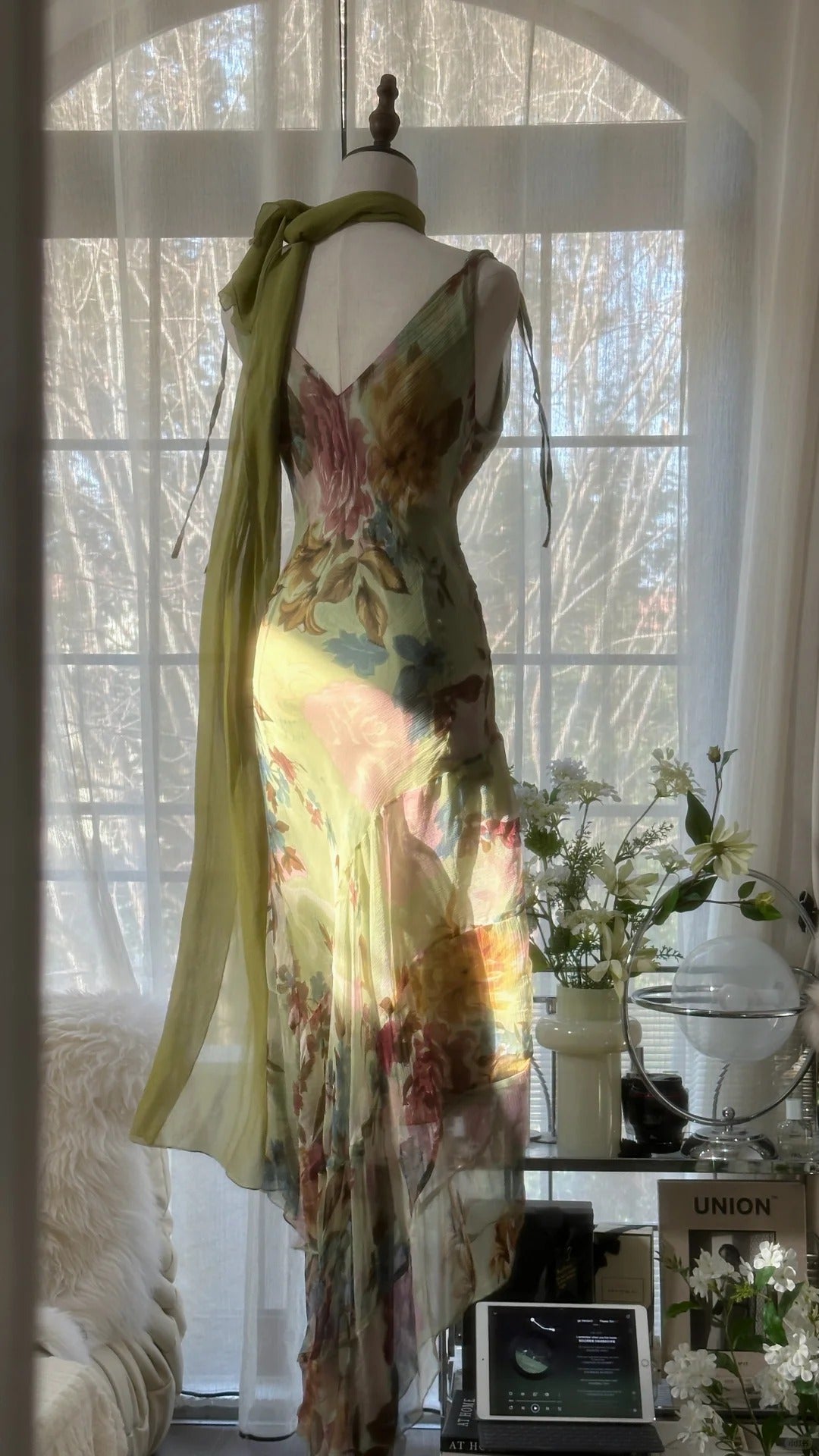 Robe de soirée longue en mousseline de soie, élégante et romantique, dégradé de couleurs, avec perles exquises, pour anniversaire, mariage, fête, bal, Saint-Valentin, gh4030