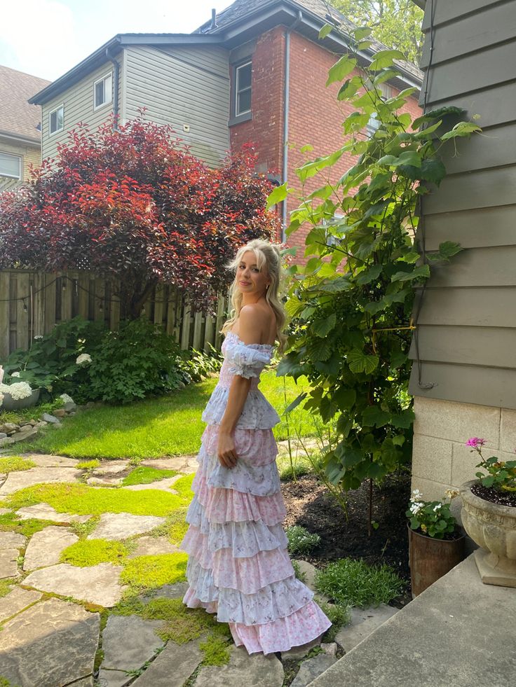 Blue Purple Vintage Elegant Floral Long Chiffon Ball Gown Evening Dress Party Dress gh3329