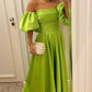 Green fashion tube top sexy off-shoulder puff sleeve floor length maxi dress long ball gown evening dress party dress gh3074