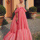 Pink Fashion Long Ruffle Neck Chiffon Formal Prom Dress Evening Dress Wedding Guest Dress gh3072