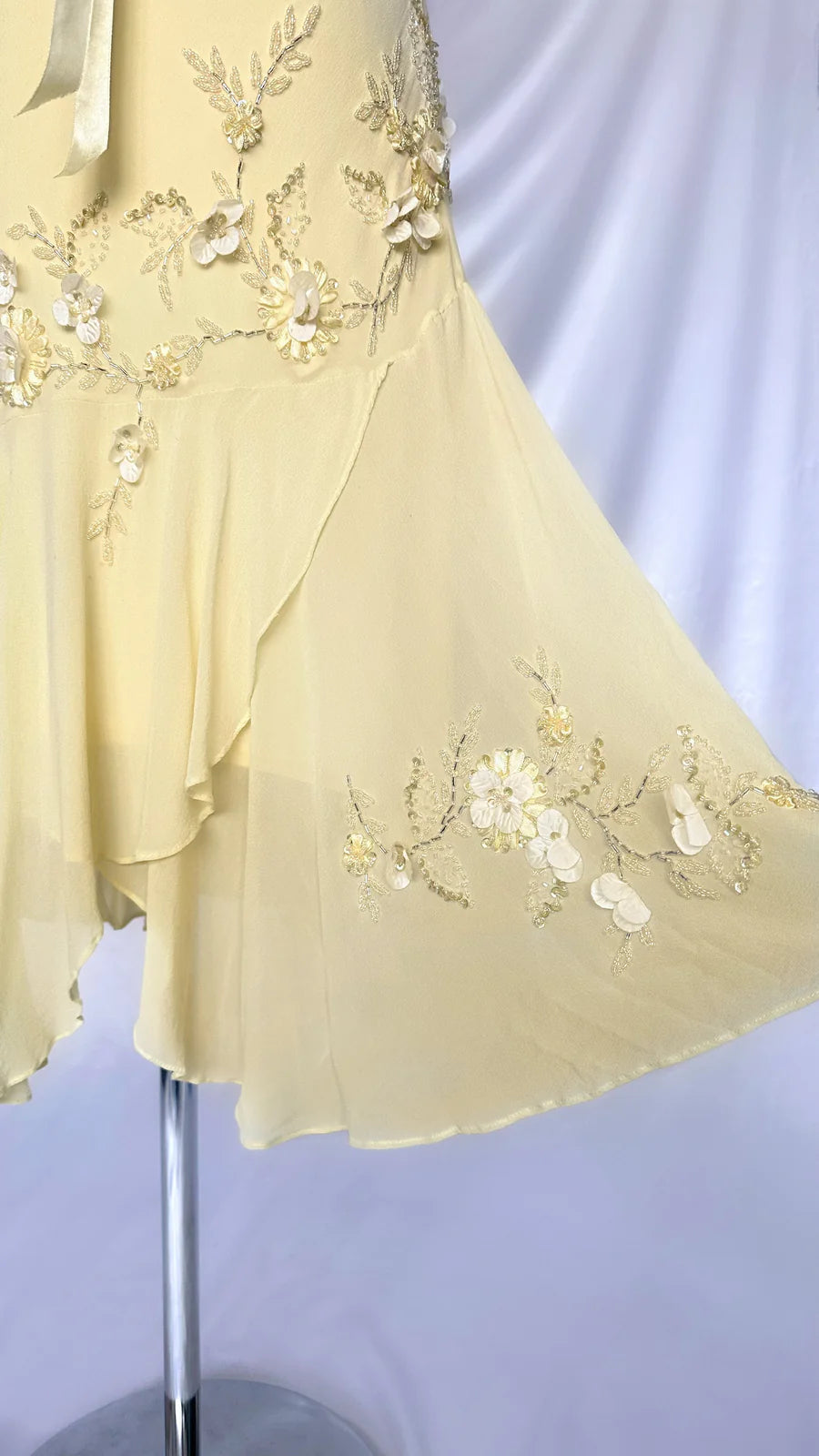 Robe de soirée courte jaune à perles, élégante et mignonne, en mousseline, pour anniversaire, gh4445