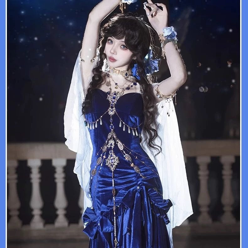 Blue/Burgundy Gorgeous Elegant Delicate Beaded Spaghetti Strap Long Ruffled Velvet Ball Gown Evening Gown Party Dress gh4169