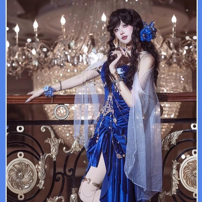 Blue/Burgundy Gorgeous Elegant Delicate Beaded Spaghetti Strap Long Ruffled Velvet Ball Gown Evening Gown Party Dress gh4169