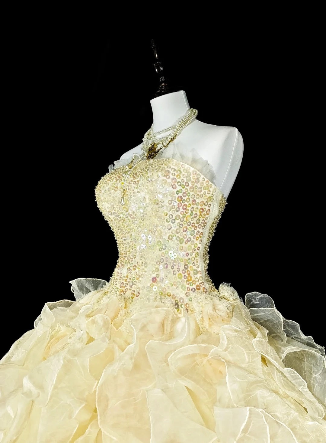 girlhomeshops-Yellow tulle princess-style long formal ball gown, birthday dress, graduation dress gh6137