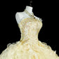 girlhomeshops-Yellow tulle princess-style long formal ball gown, birthday dress, graduation dress gh6137