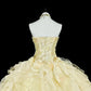 girlhomeshops-Yellow tulle princess-style long formal ball gown, birthday dress, graduation dress gh6137