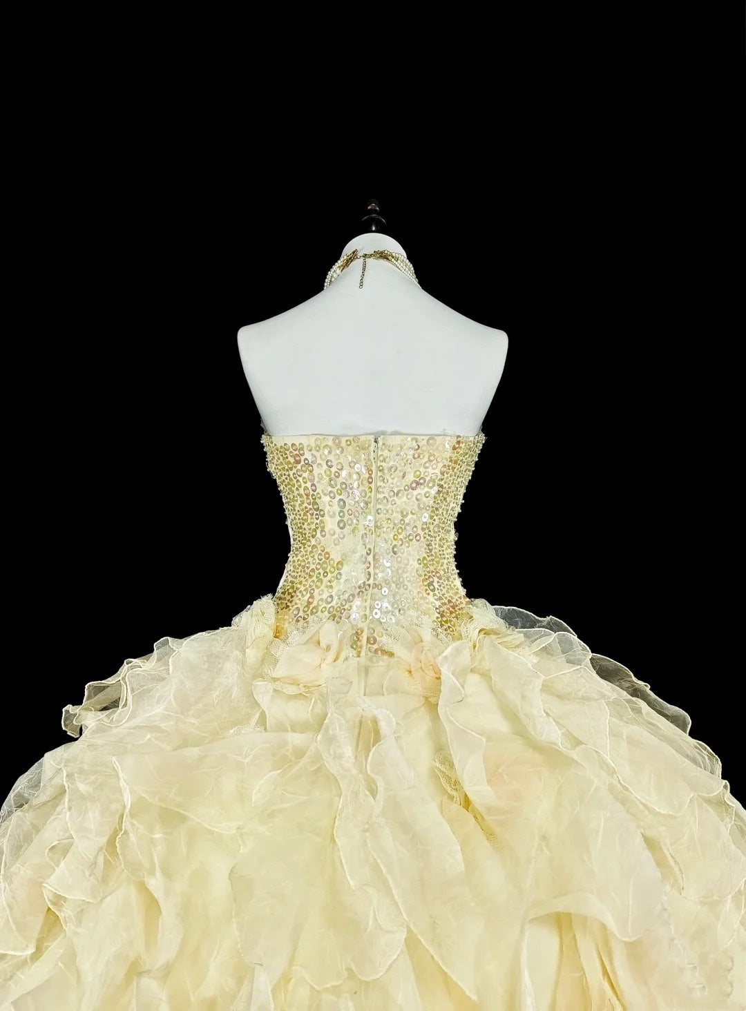 girlhomeshops-Yellow tulle princess-style long formal ball gown, birthday dress, graduation dress gh6137