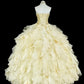 girlhomeshops-Yellow tulle princess-style long formal ball gown, birthday dress, graduation dress gh6137