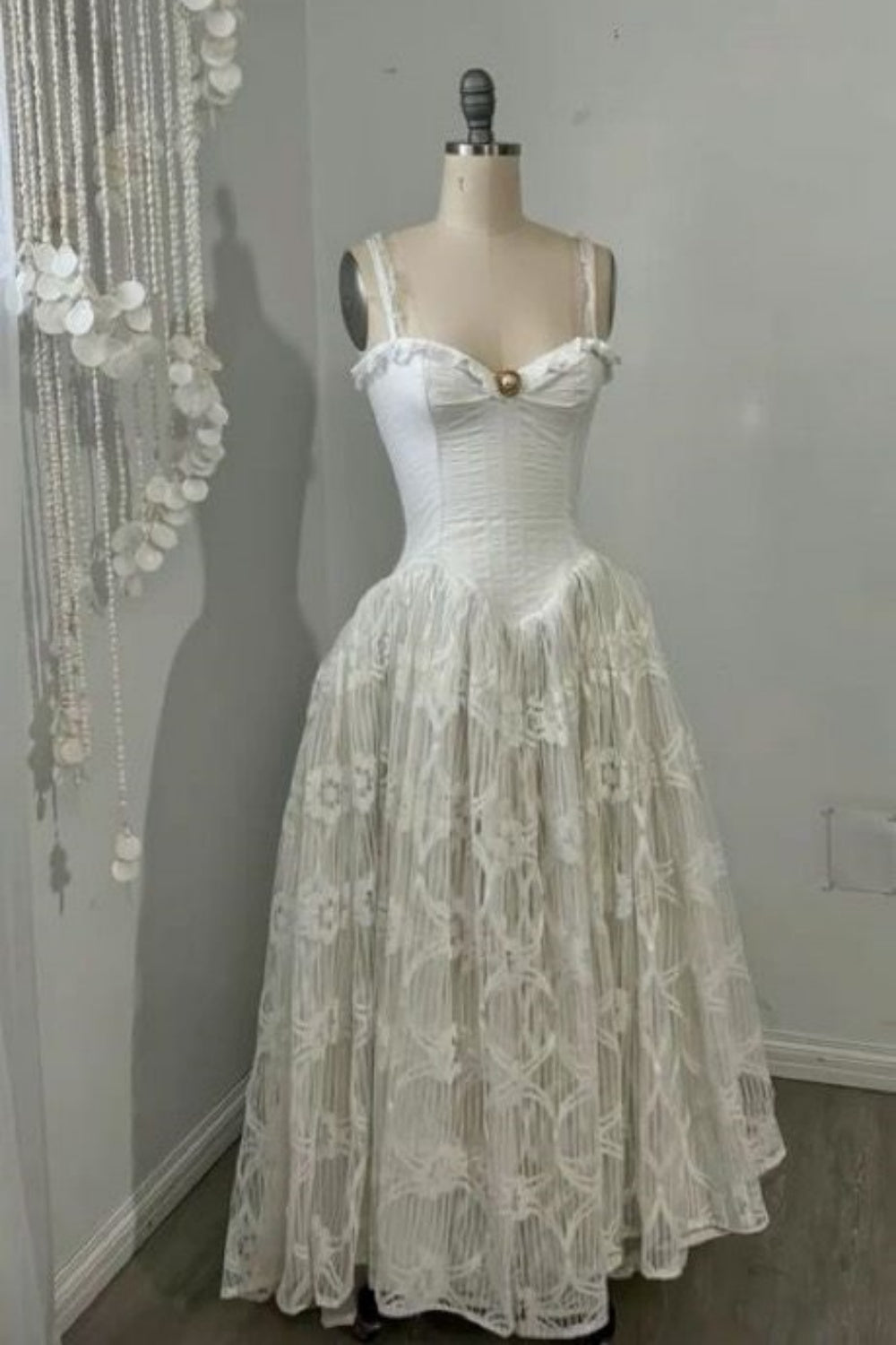 Robe vintage, robe longue en dentelle et tulle gh6547