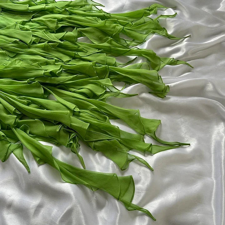 Green shiny fashion exquisite floral beading spaghetti straps long chiffon ruffles long ball gown evening dress party dress gh3403