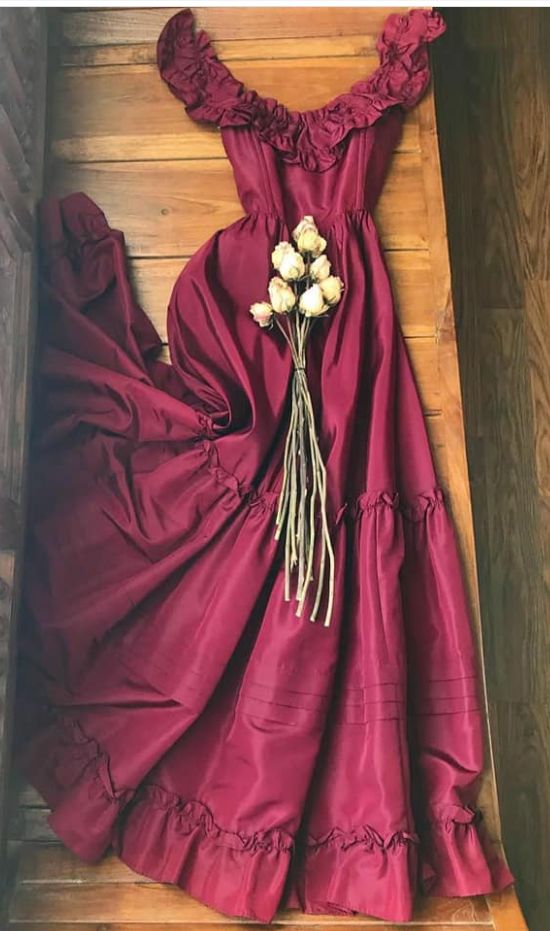 Girlhomeshops - Robe de soirée longue en satin bordeaux, style fée, gh5267