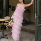 Pink Sweet Backless Long Tulle Ball Gown Evening Dress Party Dress gh3297