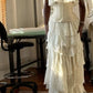 Ivory White Vintage Elegant Chiffon Ruffle Long Prom dresses Evening Dress Party Dress gh4884