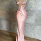 Girlhomeshops-Pink Beaded Elegant Long Satin Ball Gown Evening Dress Party Dress gh5030
