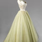 Robe de soirée longue en tulle, élégante, vintage, jaune et vert, robe de bal, robe de soirée, robe de remise de diplôme, gh3363
